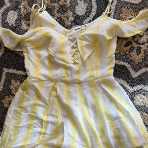 Yellow and White Romper